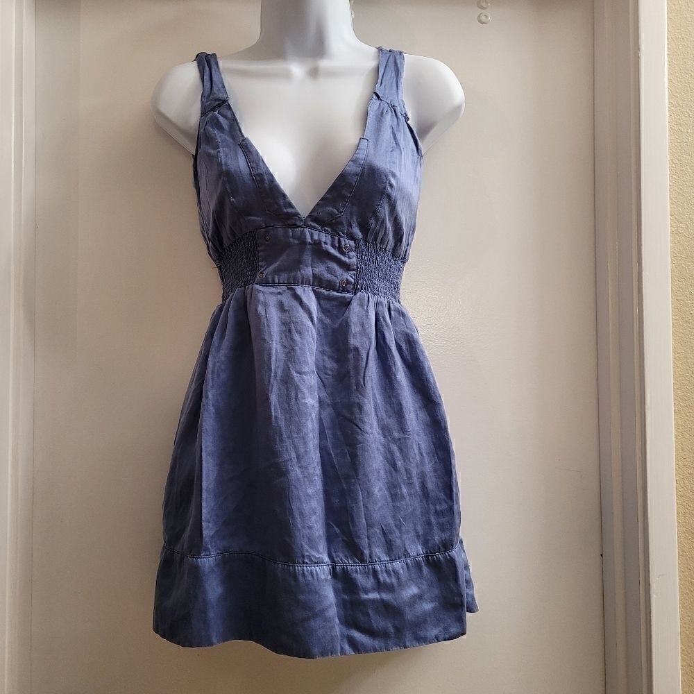 Lauren Moffatt/ Anthropologie brand silk cornflower blue tunic